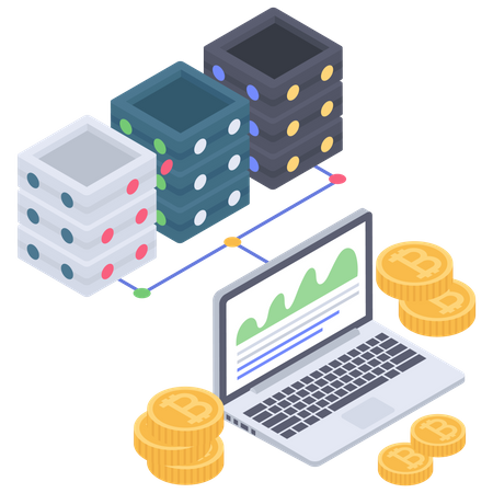Bitcoin Server management and connection  イラスト