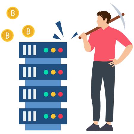 Bitcoin server Mining Illustration