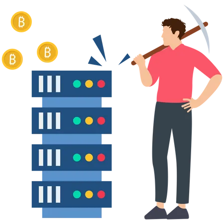 Bitcoin server Mining Illustration