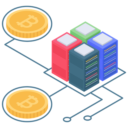 Bitcoin-Server- oder Datenbankkonnektivität  Illustration