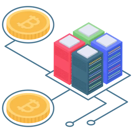 Bitcoin-Server- oder Datenbankkonnektivität  Illustration