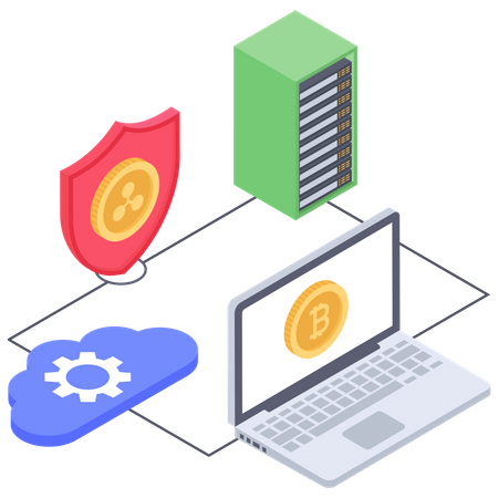Bitcoin server security and cloud management  イラスト