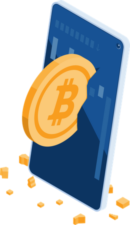 Bitcoin s'est écrasé sur l'écran du smartphone  Illustration