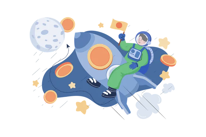Crypto To The Moon Illustration Concept On White Background Illustration