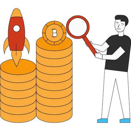 Bitcoin startup launch  Illustration