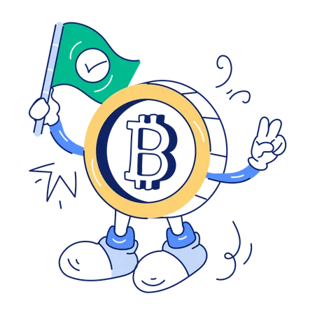 Get This Doodle Mini Illustration Of Bitcoin Success Illustration