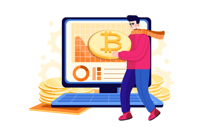 Bitcoin trader Illustration