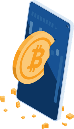 Bitcoin travou na tela do smartphone  Ilustração