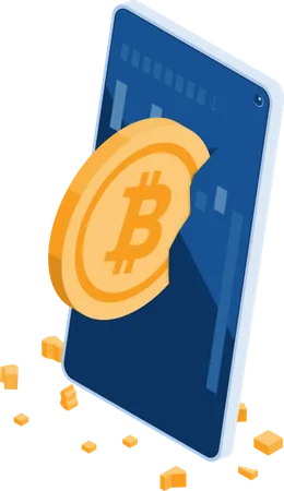 Bitcoin travou na tela do smartphone  Ilustração