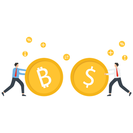 Bitcoin Value Compared To Dollar Money  Illustration