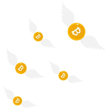 Bitcoin volant Perte de biens ou d'argent affaires et finances  Illustration