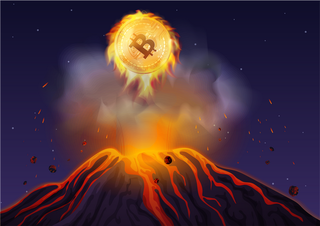 Bitcoin Volcanic Eruption  Illustration