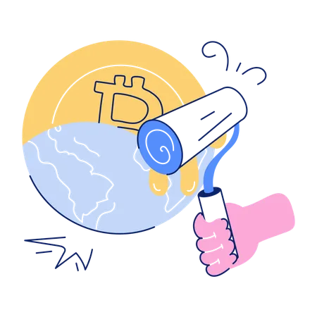 Global Bitcoin Market Doodle Mini Illustration Illustration