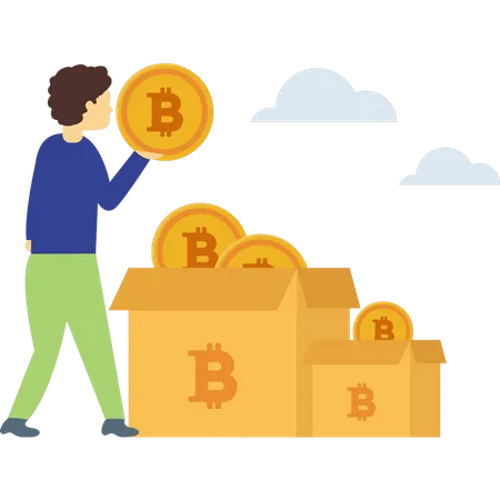 Bitcoins dans le paquet  Illustration