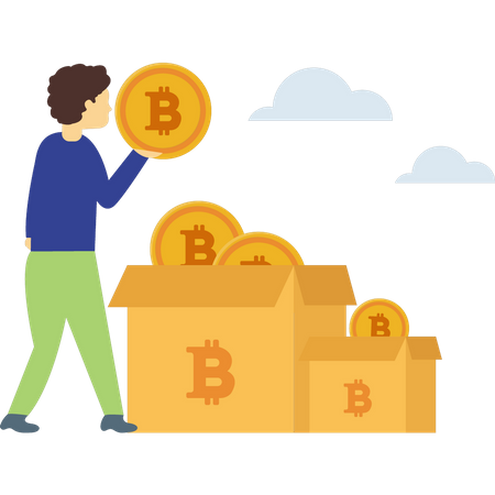 Bitcoins im Paket  Illustration