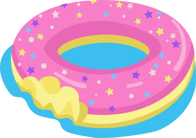 Bitten Donut Shaped Air Mattress Semi Flat Color Vector Object Full Sized Item On White Swimming Pool Activities Simple Cartoon Style Illustration For Web Graphic Design And Animation Illustration