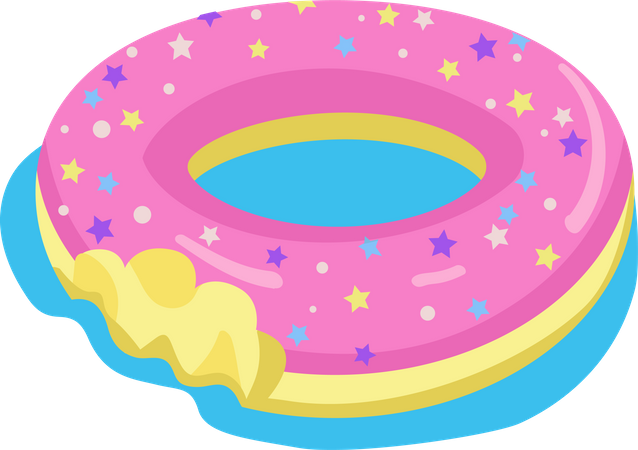 Bitten donut shaped air mattress  Illustration