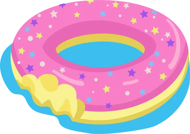 Bitten donut shaped air mattress  Illustration