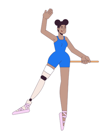 Black ballerina with leg prosthesis  Illustration