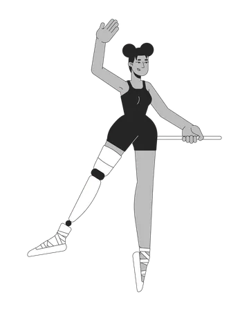 Black ballerina with leg prosthesis  Illustration