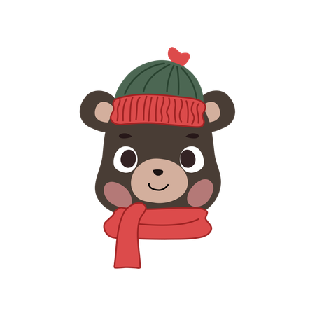 Black bear  in christmas attire with scarf, radiating holiday cheer a cute and festive  Illustration