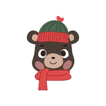 Black bear  in christmas attire with scarf, radiating holiday cheer a cute and festive  Illustration