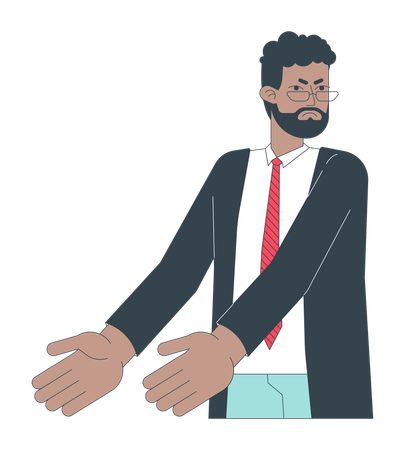 Black bearded boss arguing gesturing  Illustration