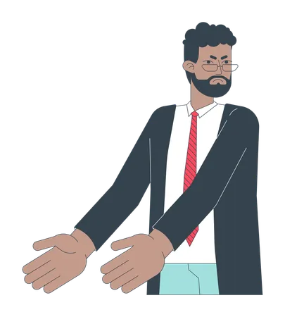 Black bearded boss arguing gesturing  Illustration