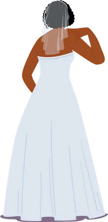 Black Bride in Elegant Dress  Illustration