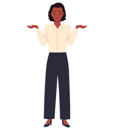 Black businesswoman waiving both hand  Illustration