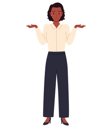 Black businesswoman waiving both hand  Illustration