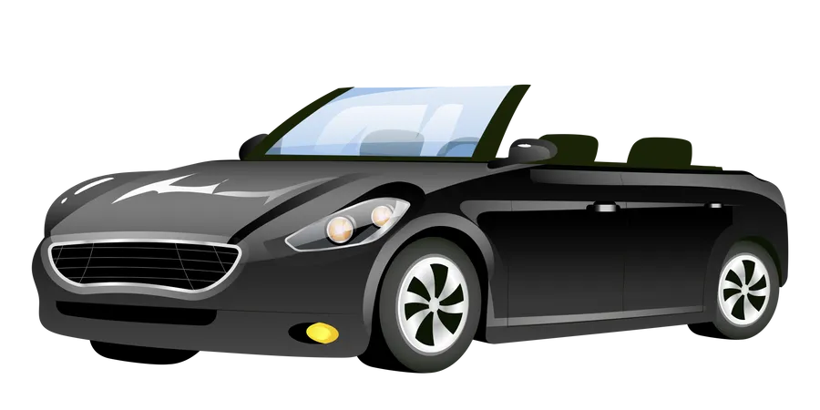 Black Cabriolet Cartoon Vector Illustration Stylish New Car Flat Color Object Elegant Personal Vehicle Isolated On White Background Stylish Transport Elegant Automobile Without Roof Illustration