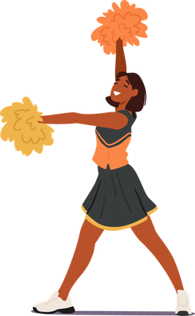 Black Cheerleader In Vibrant Uniform  Illustration
