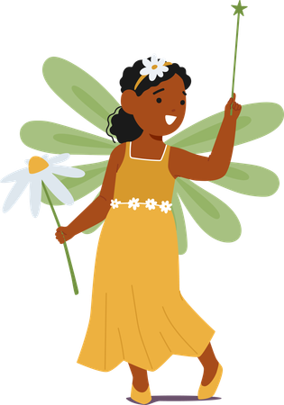 Black Child In Delicate Fairy Costume  Illustration