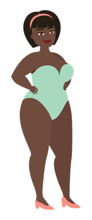 Black fat Woman In Swimming Suit  Illustration