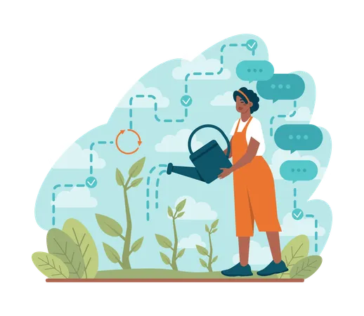 Farmer Black Female Farm Owner Growing Plants Agriculture Business Countryside Farmer Harvesting And Planting Wheat Flat Vector Illustration Illustration