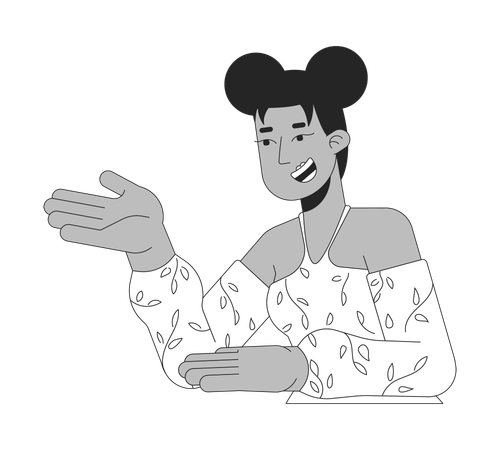 Black female influencer gesturing showing  Illustration