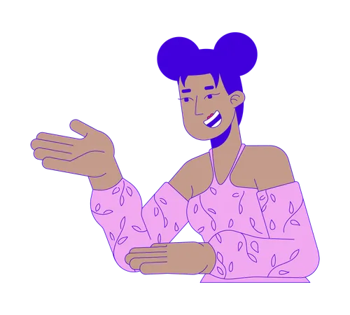 Black female influencer gesturing showing  Illustration