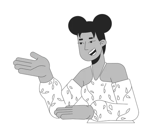 Black female influencer gesturing showing  Illustration