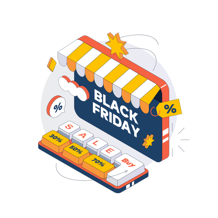 Black Friday-Inschrift auf dem Computer  Illustration