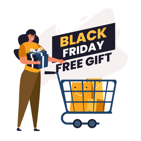 Black Friday com promoção de brindes  Ilustração