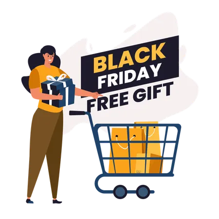 Black Friday com promoção de brindes  Ilustração