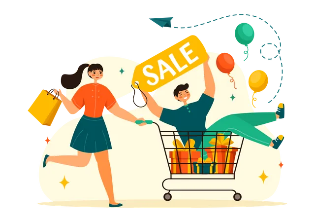 Black Friday Sale Event Vector Illustration With Shopping Bags And Big Promotion Discount In Flat Cartoon Hand Drawn Background Design Templates Illustration