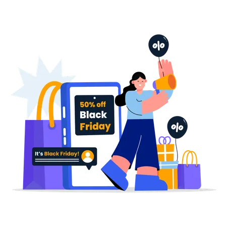 Promoção de comércio eletrônico da Black Friday  Ilustração