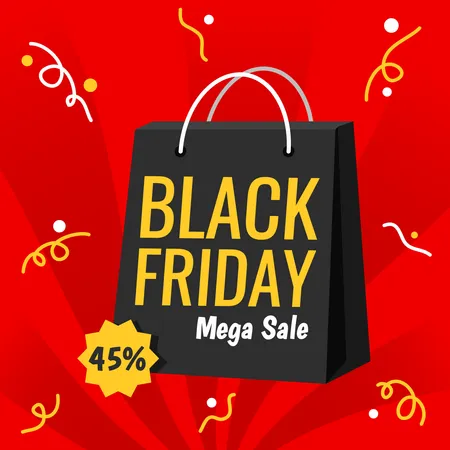 Promotional Black Friday Event Post Card Template Illustration