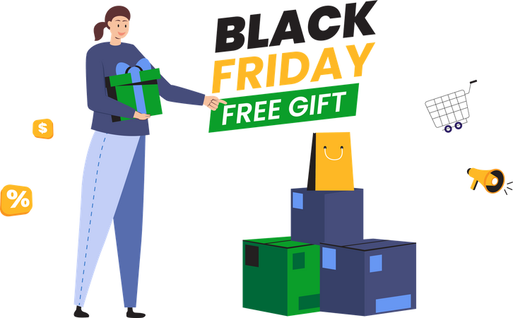 Black Friday mit Gratis-Geschenk-Aktion  Illustration