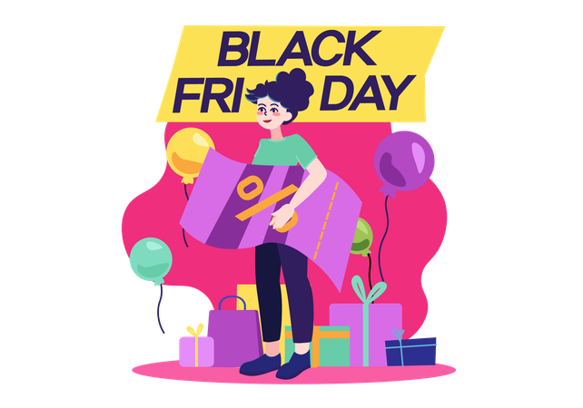 Venta De Viernes Negro Compras  Ilustración