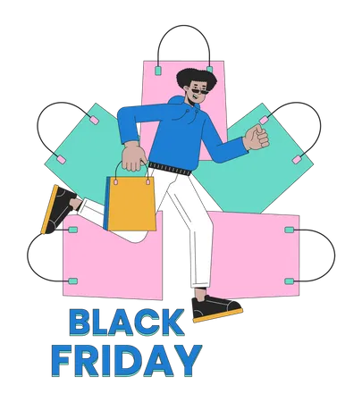 Vente au détail de sacs à provisions du Black Friday  Illustration