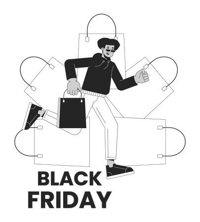 Vente au détail de sacs à provisions du Black Friday  Illustration