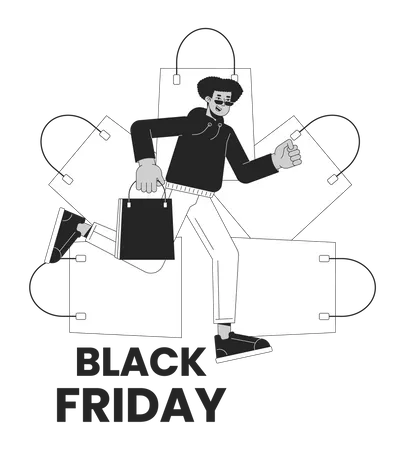 Vente au détail de sacs à provisions du Black Friday  Illustration